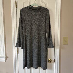 White House Black Market, Long Sleeve, Mock Neck, Gray Dress, Size L